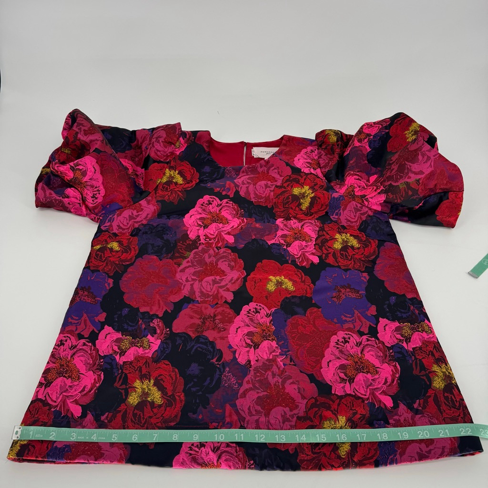 Tuckernuck Pomander Place Camellia Jacquard Lyla Blouse Red Pink Size M - Picture 9 of 12